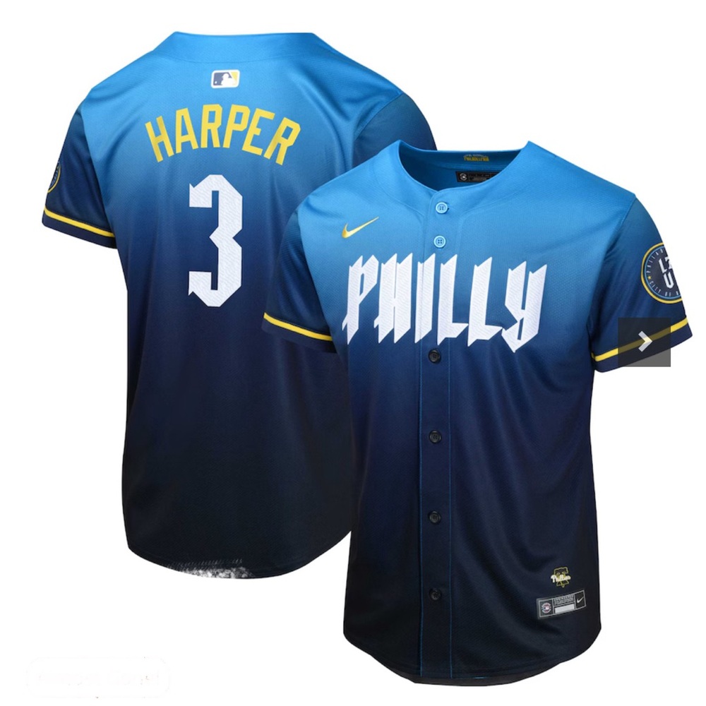 Nike Bryce Harper #3 Philadelphia Phillies Jersey Blue City Connect